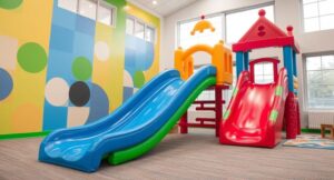Children's slide inside indoor playground
