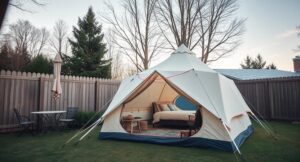 Tent in backyard 