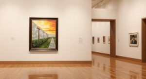 Art Museum with painting hung on wall 