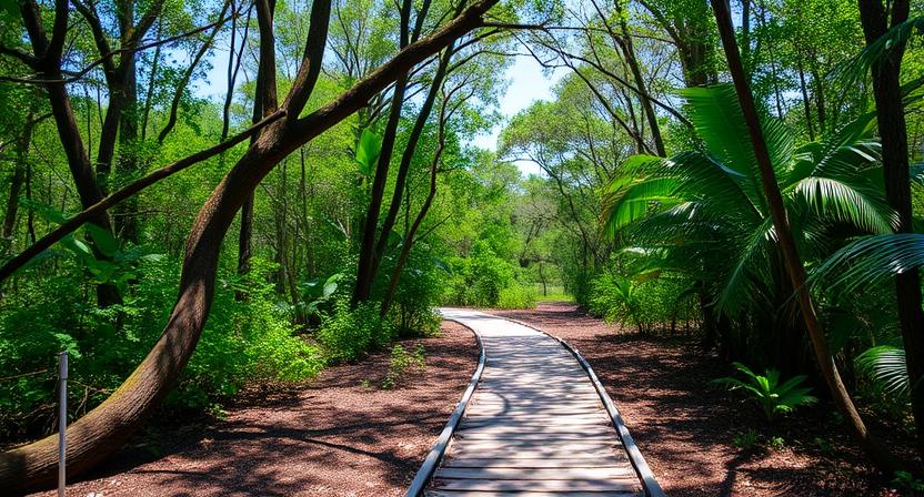 Nature trail with boardwalk in florida